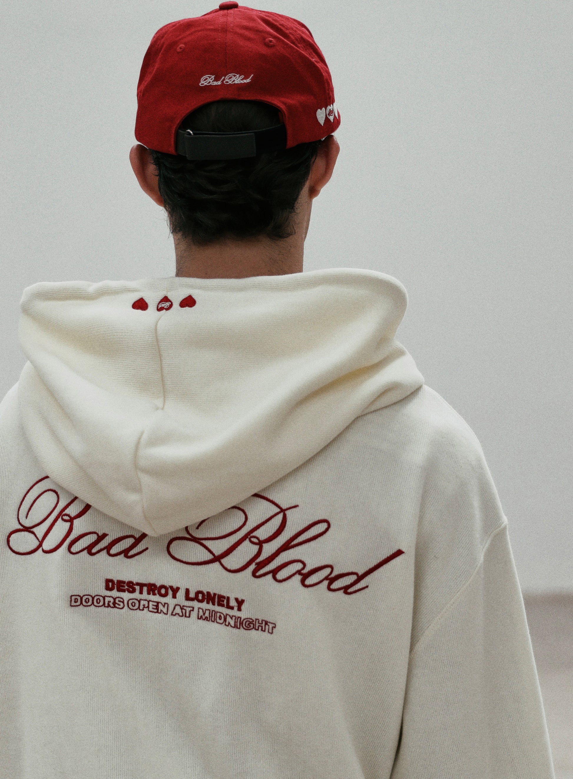 Badblood Classic Logo Hooded Zip-Up - Cream White