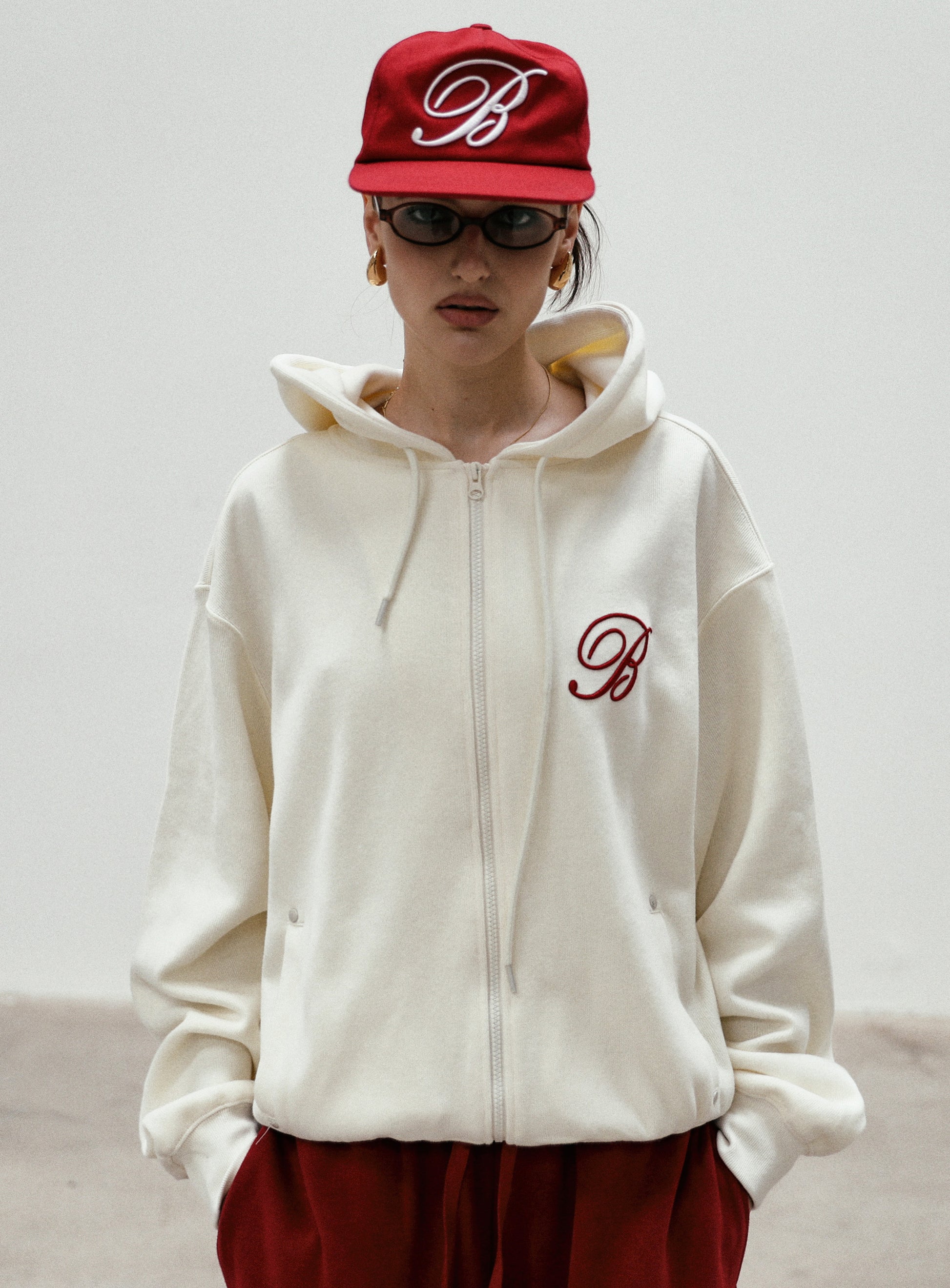 Badblood Classic Logo Hooded Zip-Up - Cream White