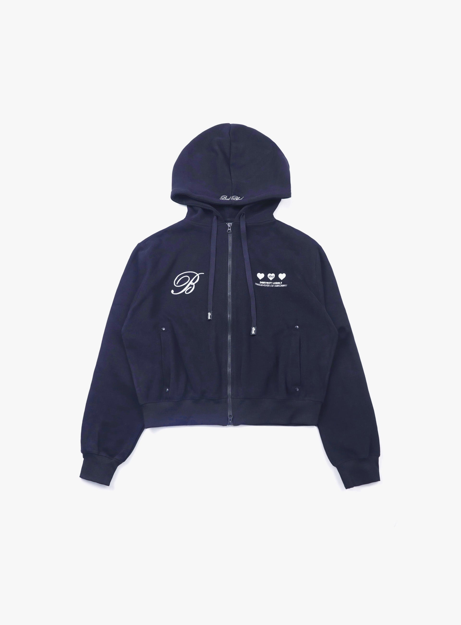 Badblood Classic Logo Hooded Zip-Up - Navy