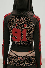 Badblood Jersey hooded zip-up - leopard