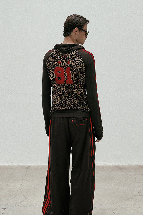 Badblood Jersey hooded zip-up - leopard