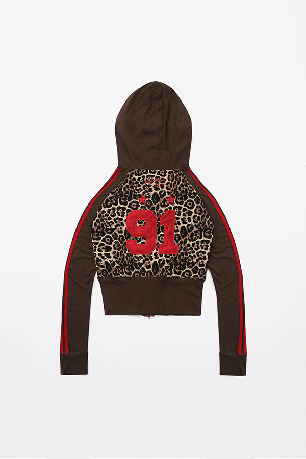 Badblood Jersey hooded zip-up - leopard