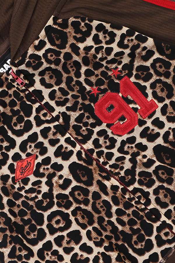 Badblood Jersey hooded zip-up - leopard