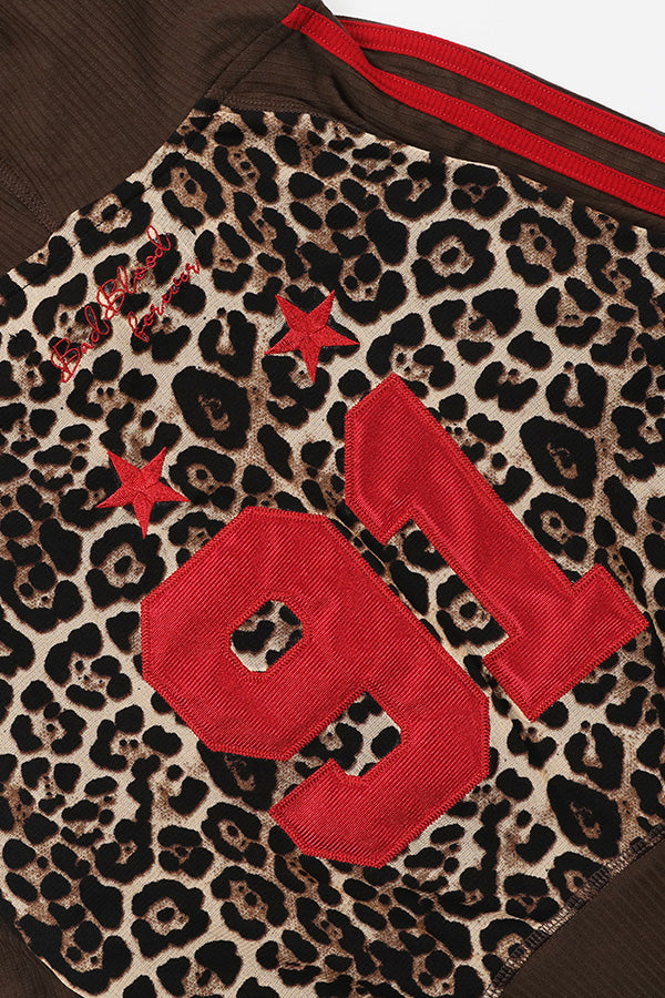 Badblood Jersey hooded zip-up - leopard