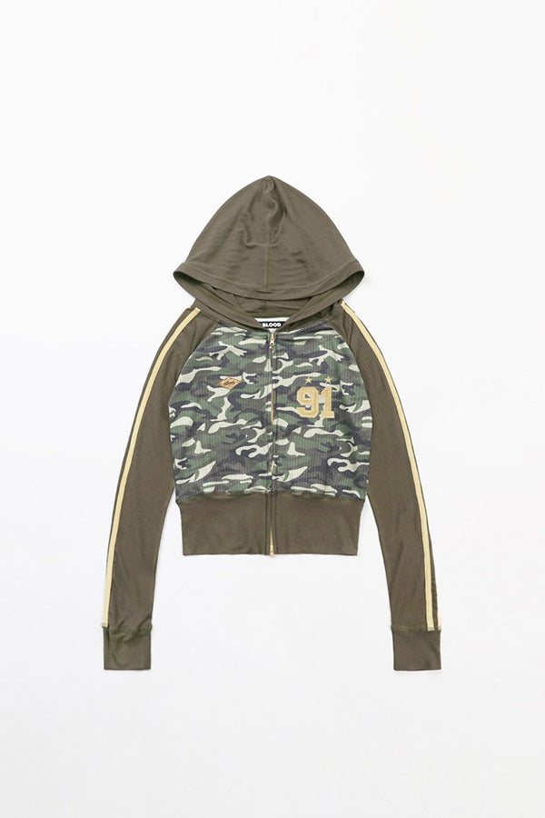 Badblood Jersey hooded zip-up - camo