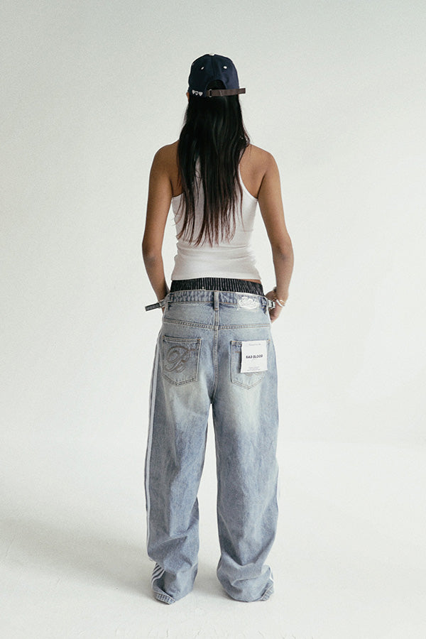 Badblood Billy Track Jeans Baggy Fit - Blue