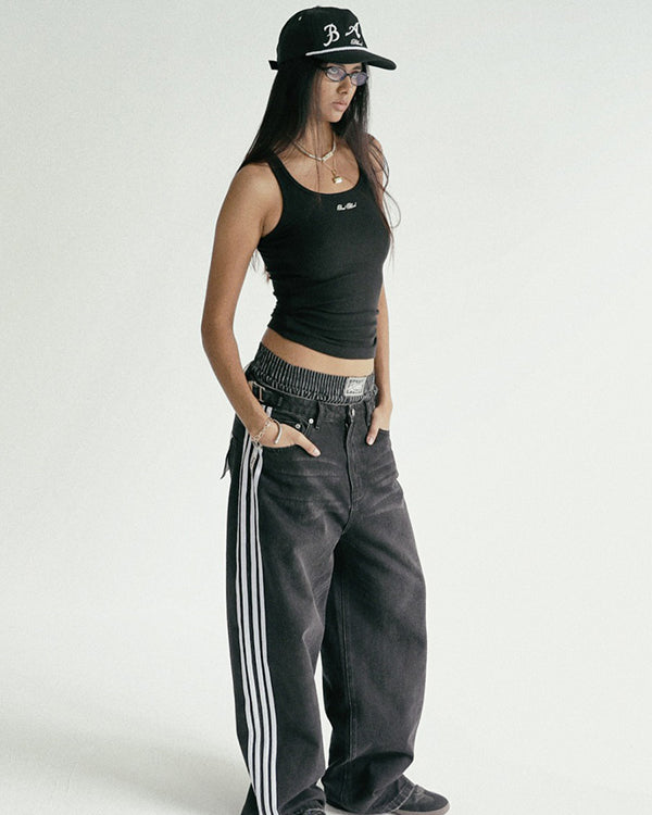 Badblood Billy Track Jeans Baggy Fit Black