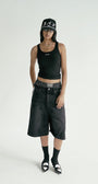 Badblood Billy Track Bermuda Jeans Baggy Fit Black