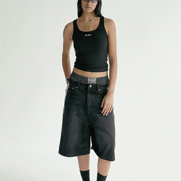 Badblood Billy Track Bermuda Jeans Baggy Fit Black