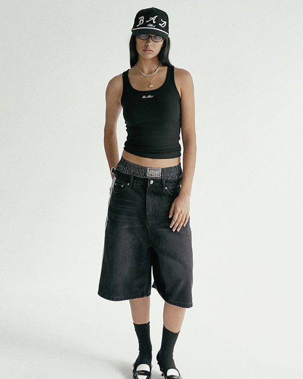 Badblood Billy Track Bermuda Jeans Baggy Fit Black