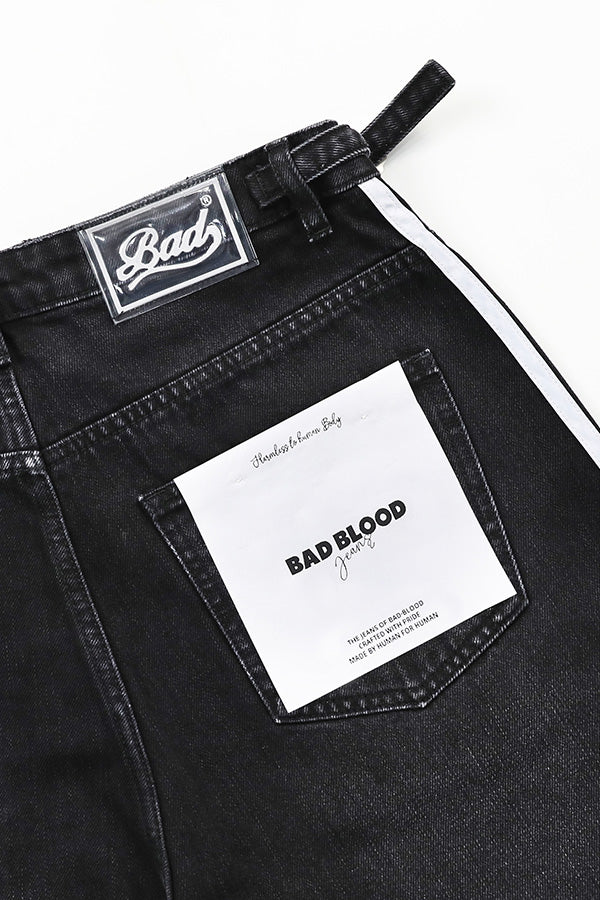 Badblood Billy Track Bermuda Jeans Baggy Fit Black