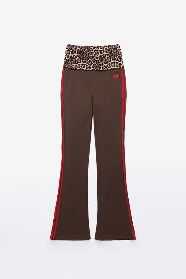 Badblood Fold over bootcut pants – leopard