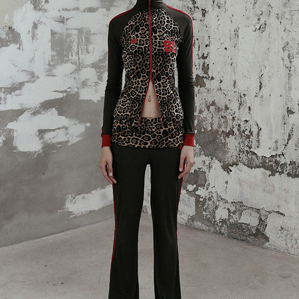 Badblood Fold over bootcut pants – leopard