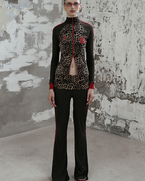 Badblood Fold over bootcut pants – leopard