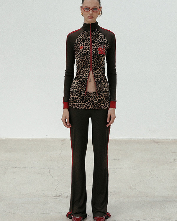Badblood Fold over bootcut pants – leopard