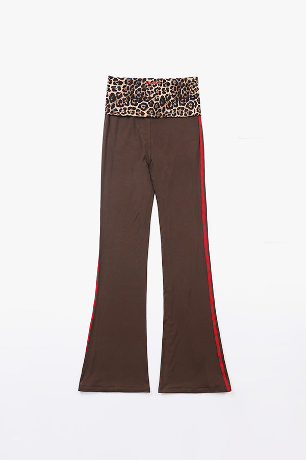 Badblood Fold over bootcut pants – leopard