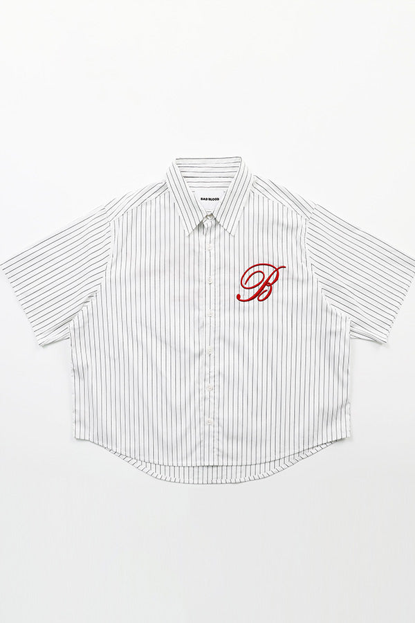 Badblood Classic Logo Short Sleeve Shirt - White/Stripes