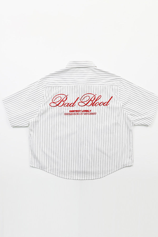 Badblood Classic Logo Short Sleeve Shirt - White/Stripes