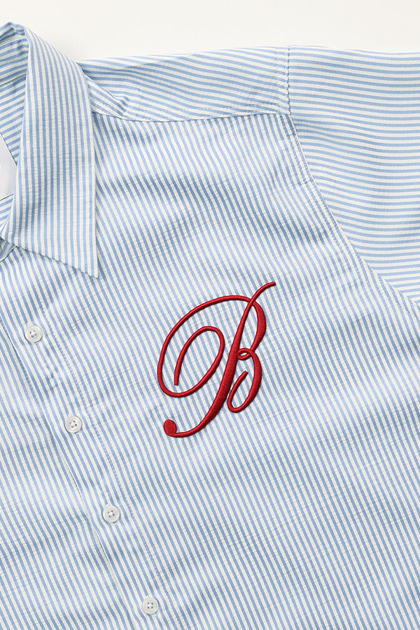 Badblood Classic Logo Short Sleeve Shirt Blue/Stripes