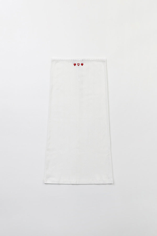 Badblood Classic Logo Pointel Midi Skirt - White