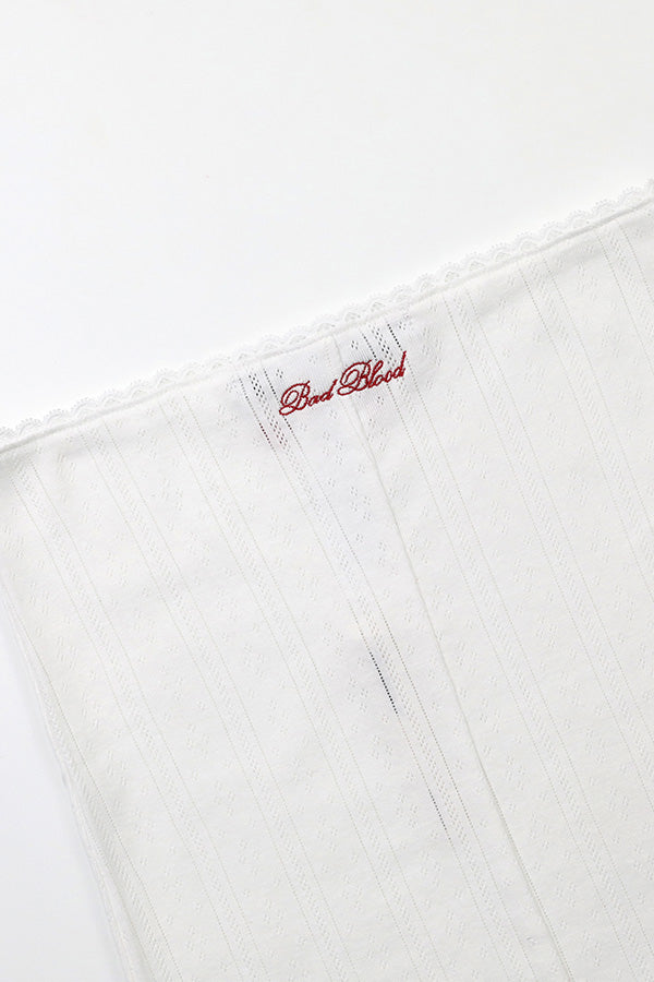 Badblood Classic Logo Pointel Midi Skirt - White