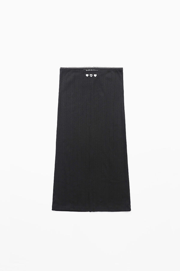 Badblood Classic Logo Pointel Midi Skirt - Black