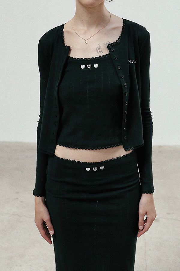 Badblood Classic Logo Pointel Midi Skirt - Black