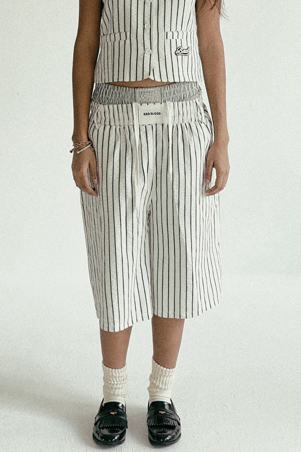 Badblood  AJ Easy Bermuda Pants White/Stripes