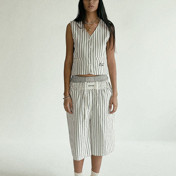 Badblood  AJ Easy Bermuda Pants White/Stripes