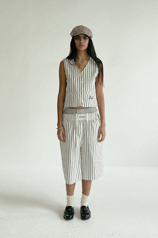 Badblood  AJ Easy Bermuda Pants White/Stripes