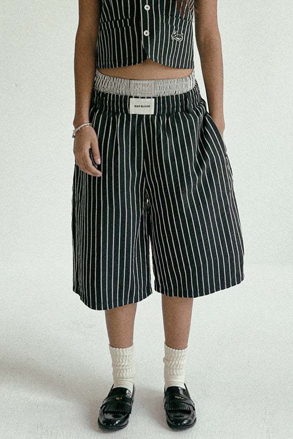 Badblood  AJ Easy Bermuda Pants Black/Stripe