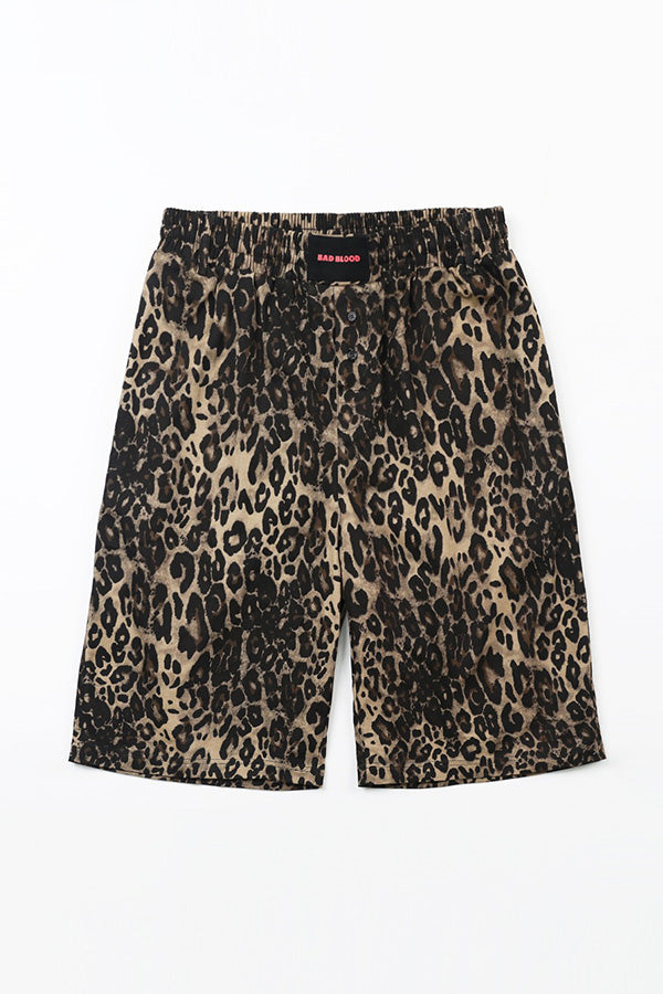 Badblood Leopard AJ Easy Bermuda Pants - Brown