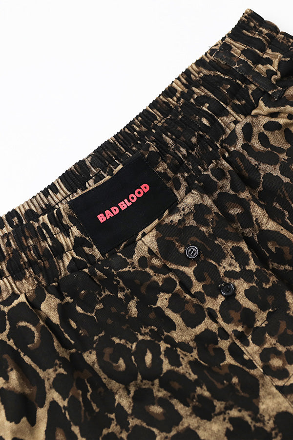 Badblood Leopard AJ Easy Bermuda Pants - Brown