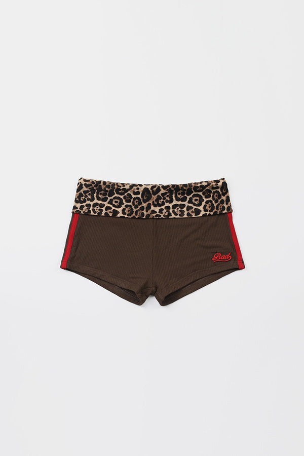 Badblood Fold Over Boy Shorts - Leopard