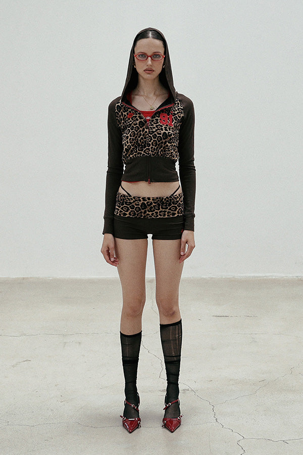 Badblood Fold Over Boy Shorts - Leopard