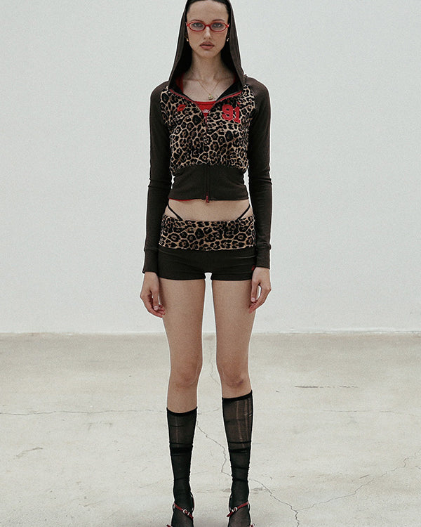 Badblood Fold Over Boy Shorts - Leopard