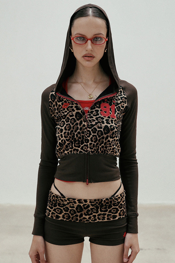 Badblood Fold Over Boy Shorts - Leopard