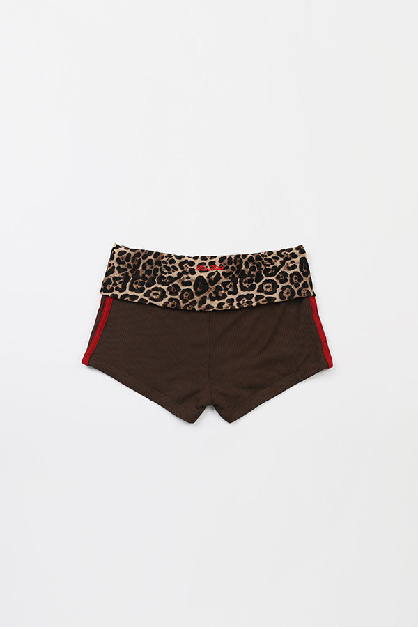 Badblood Fold Over Boy Shorts - Leopard