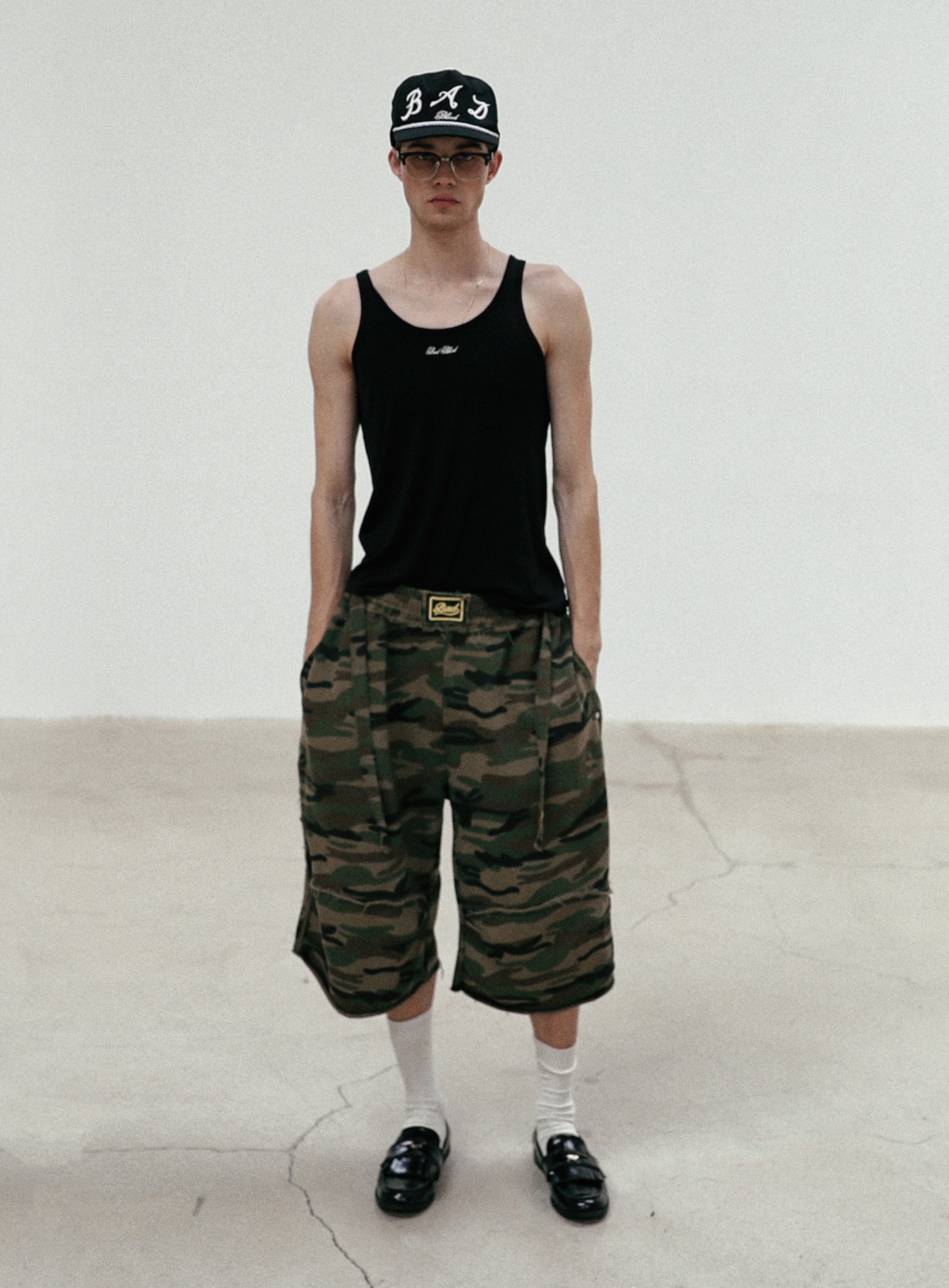 Badblood Raw Edge Bermuda Pants - Camo