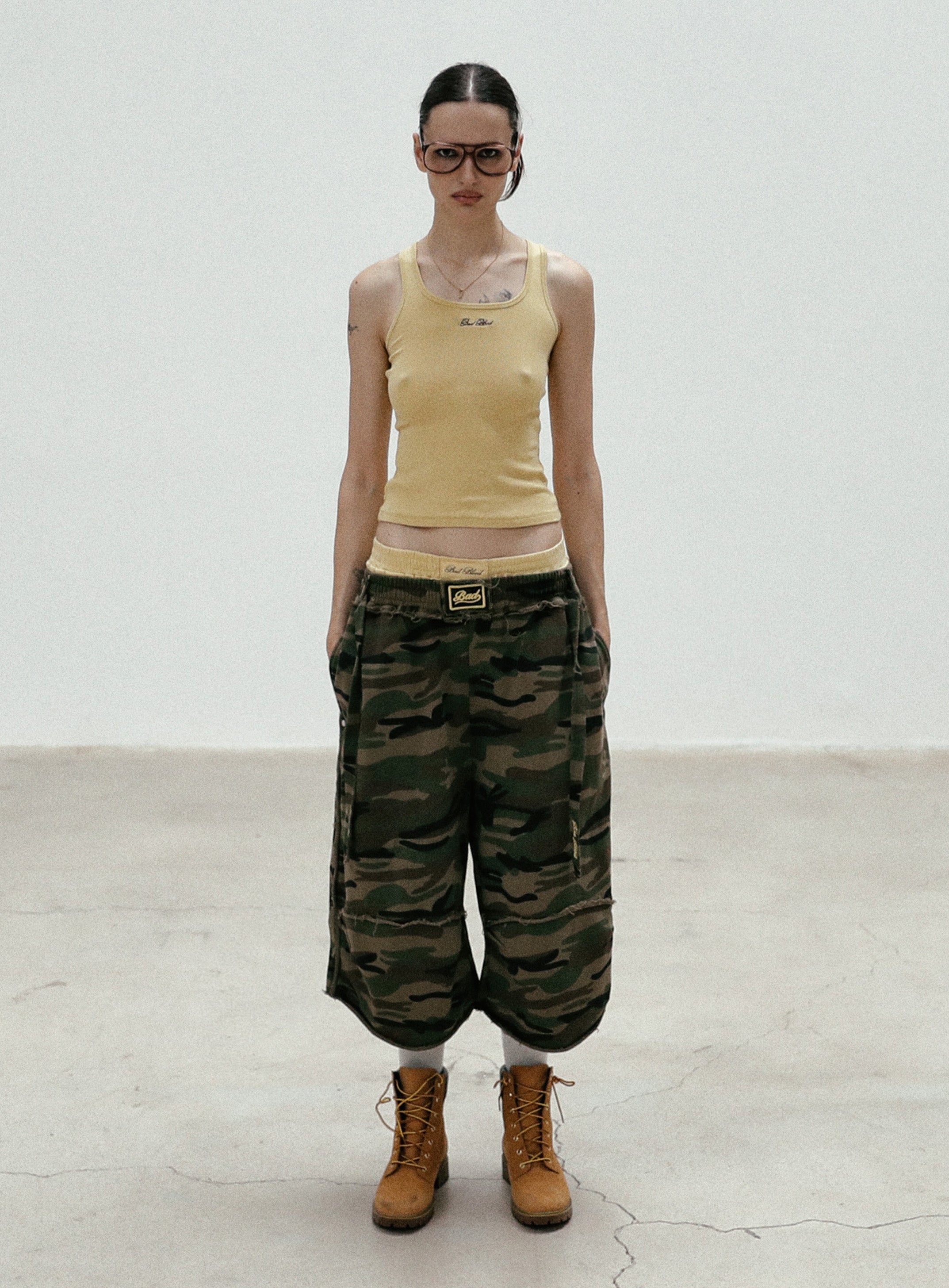 Badblood Raw Edge Bermuda Pants - Camo