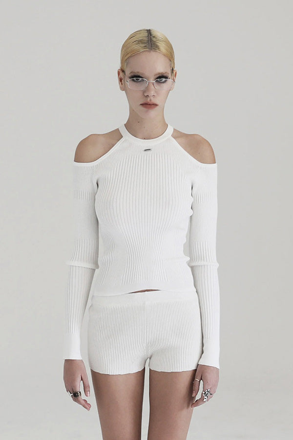 Badblood Cut-out Knit Long Sleeves White