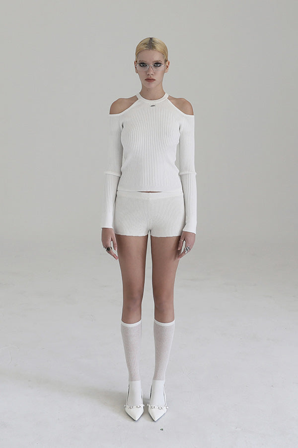 Badblood Cut-out Knit Long Sleeves White