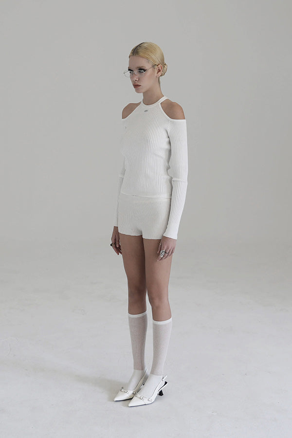 Badblood Cut-out Knit Long Sleeves White