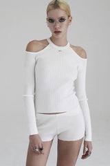 Badblood Cut-out Knit Long Sleeves White