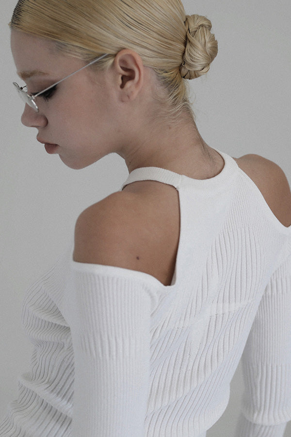 Badblood Cut-out Knit Long Sleeves White