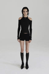 Badblood Cut-out Knit Long Sleeve Black