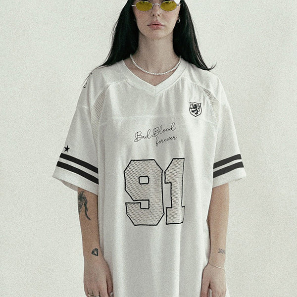 Badblood Crochet 91 Football Jersey Large Fit White
