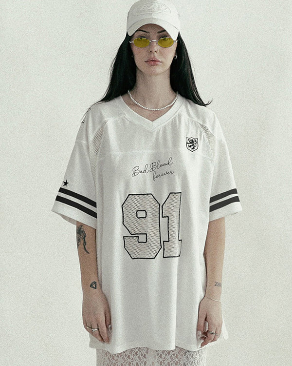 Badblood Crochet 91 Football Jersey Large Fit White