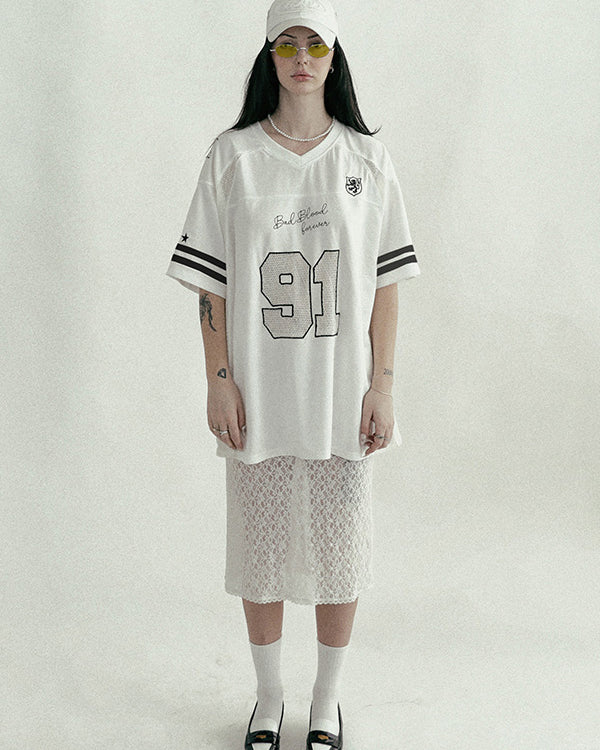 Badblood Crochet 91 Football Jersey Large Fit White