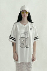 Badblood Crochet 91 Football Jersey Large Fit White